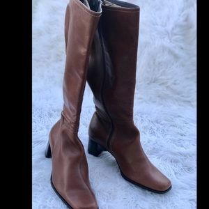 Eddie Bauer New Italian Leather Cognac Wide Calf Boots